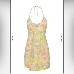 With Jean floral halter mini wrap dress